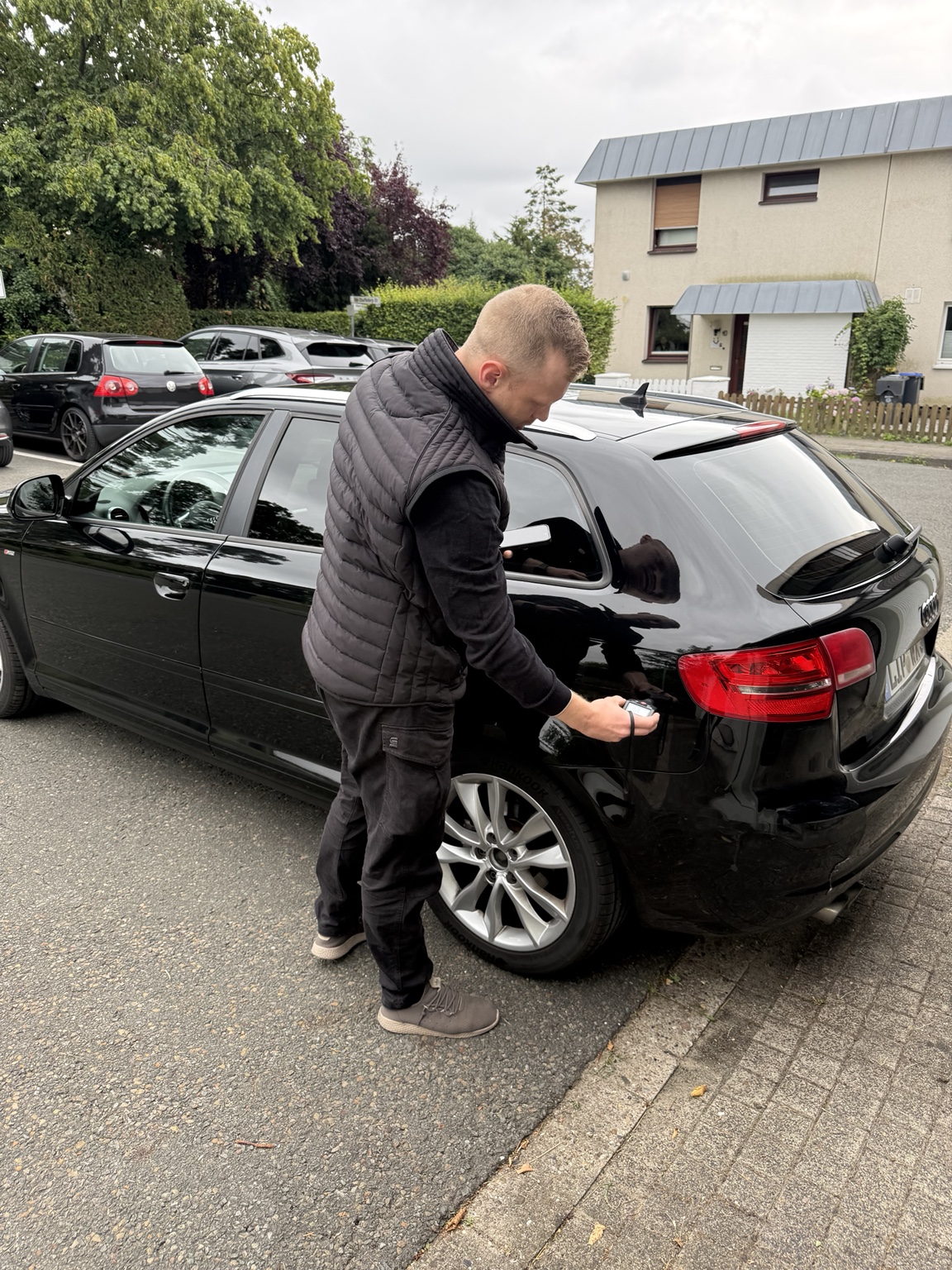 Messung am hinteren Fahrzeugbereich
